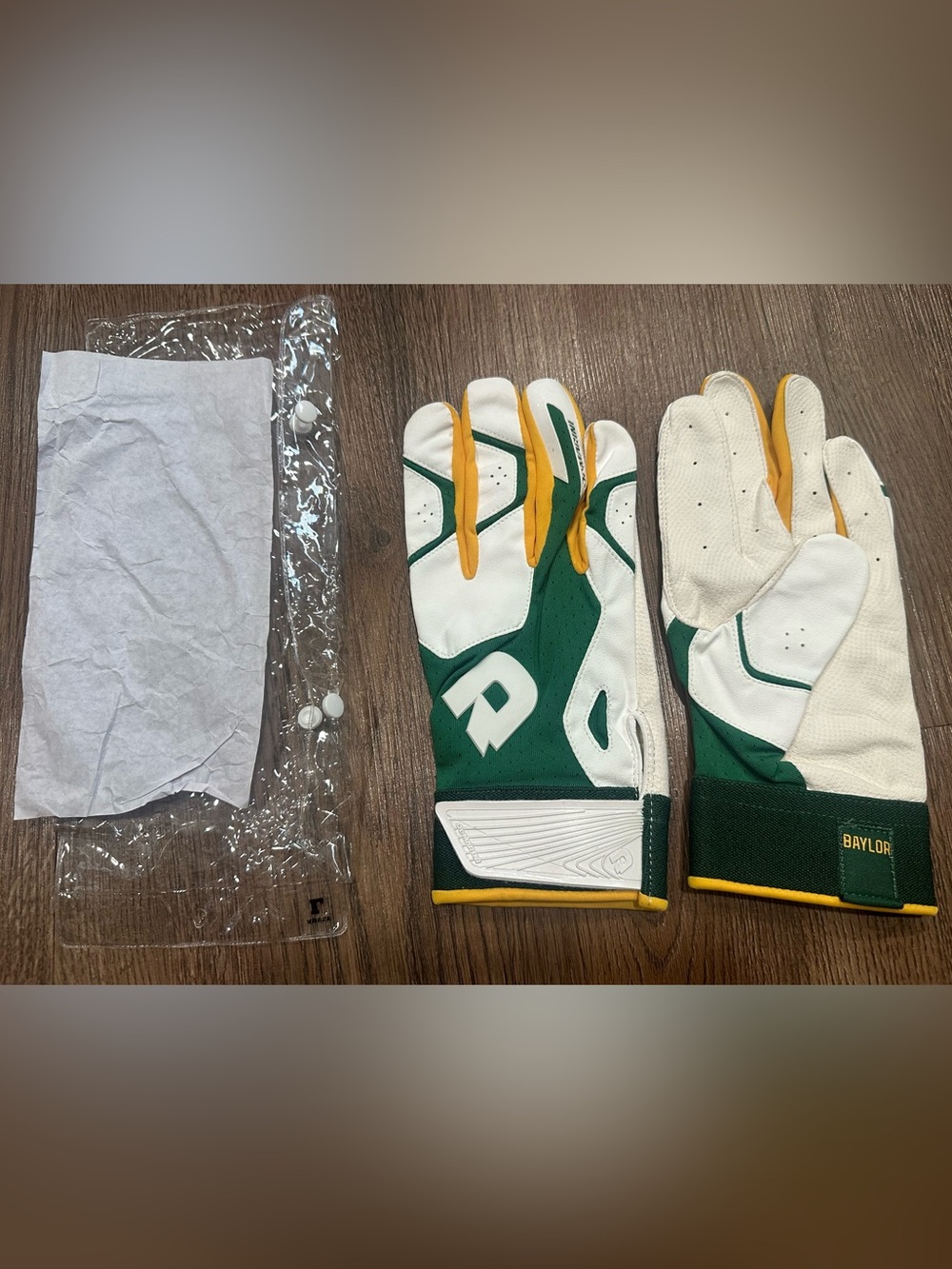 DeMarini Baylor Green and White Batting Gloves - Adult Large New